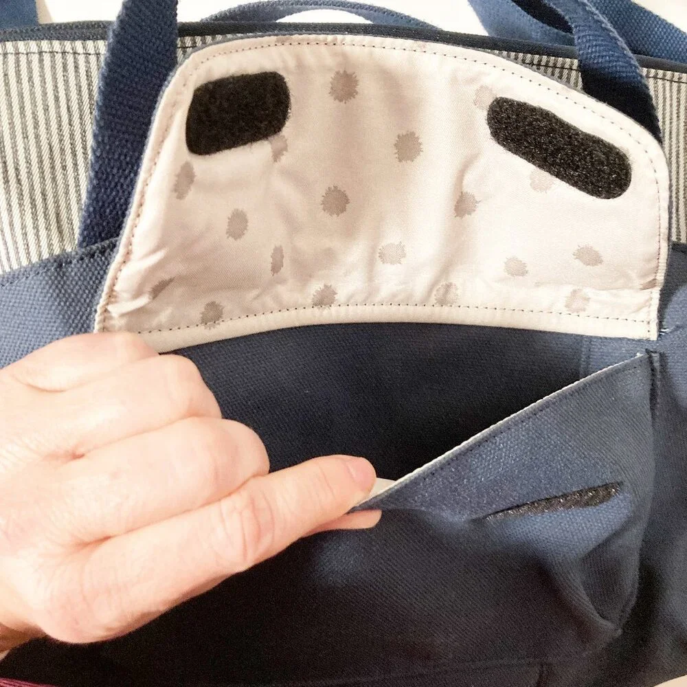 Timbuk2 Navy & Stripe Convertible Messenger Bag Polka Dot Interior